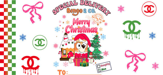 Christmas Designer UV DTF Cup Wrap for 16oz Glass Can KA-11422