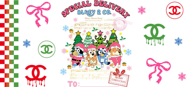 Christmas Designer UV DTF Cup Wrap for 16oz Glass Can KA-11426