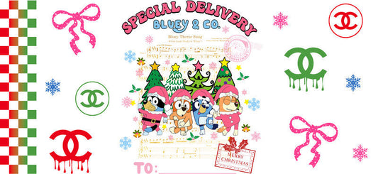 Christmas Designer UV DTF Cup Wrap for 16oz Glass Can KA-11426