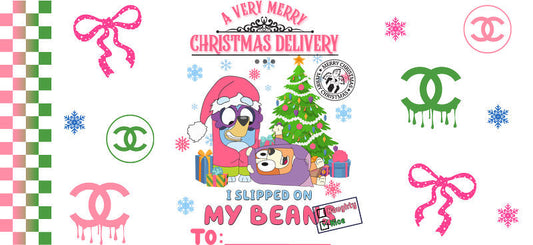Christmas Designer UV DTF Cup Wrap for 16oz Glass Can KA-11429