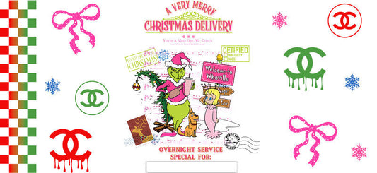 Christmas Designer UV DTF Cup Wrap for 16oz Glass Can KA-11452