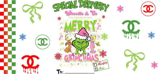Christmas Designer UV DTF Cup Wrap for 16oz Glass Can KA-11457