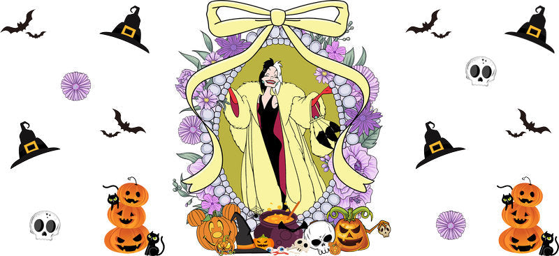 Halloween UV DTF Cup Wrap for 16oz Glass Can KA-11492
