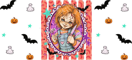 Halloween Horror UV DTF Cup Wrap for 16oz Glass Can KA-11569