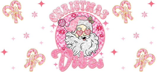 Santa holiday UV DTF cup wrap with Christmas seasonal artwork for 16oz glass can KA-11609