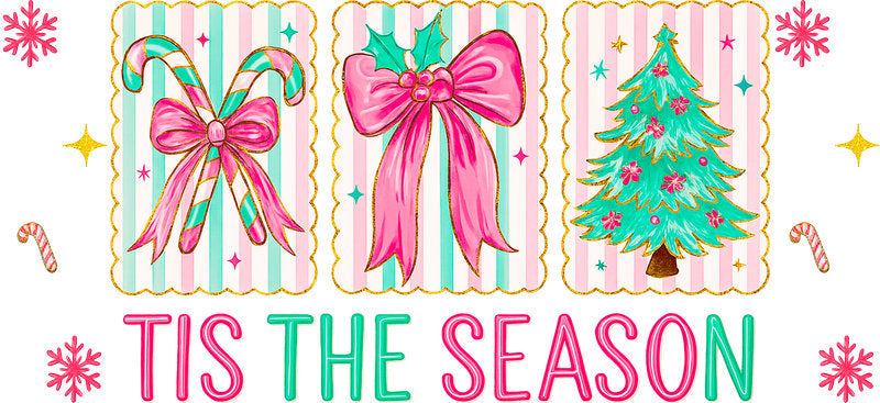 Tis the season Christmas UV DTF cup wrap with holiday message design for 16oz glass can KA-11610
