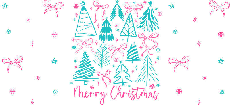 Christmas snow UV DTF cup wrap with winter holiday design for 16oz glass can KA-11618