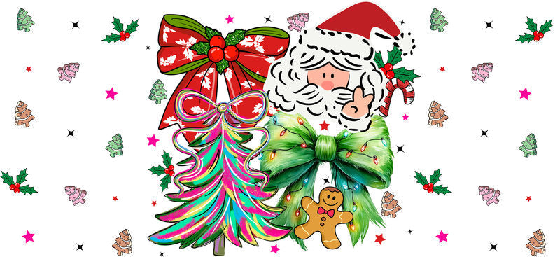 Christmas wreath UV DTF cup wrap with holiday decoration design for 16oz glass can KA-11620