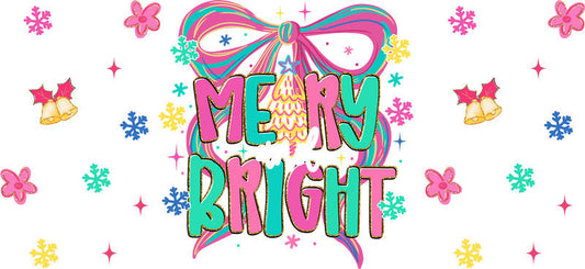 Christmas bright UV DTF cup wrap with festive winter artwork for 16oz glass can KA-11631
