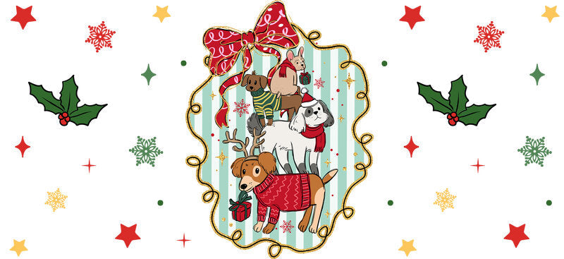 Christmas fairy UV DTF cup wrap with magical holiday design for 16oz glass can KA-11632