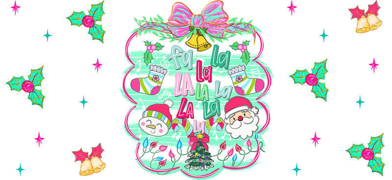 Cute Christmas pattern UV DTF cup wrap with holiday artwork for 16oz glass can KA-11634