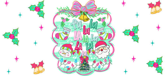 Cute Christmas pattern UV DTF cup wrap with holiday artwork for 16oz glass can KA-11634