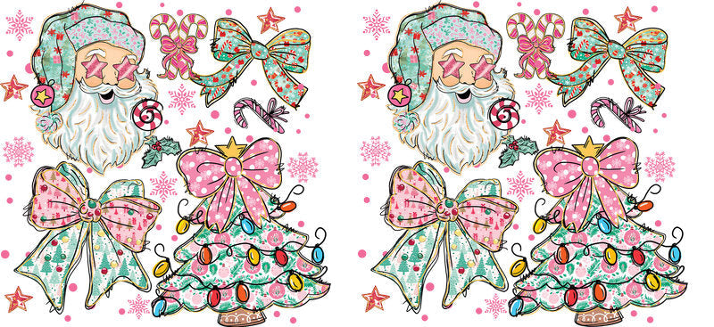 Christmas collage UV DTF cup wrap with festive mixed artwork for 16oz glass can KA-11648