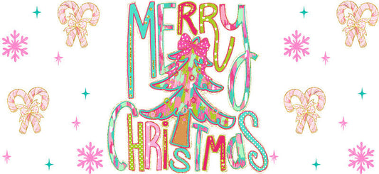 Christmas floral UV DTF cup wrap with holiday flower design for 16oz glass can KA-11649