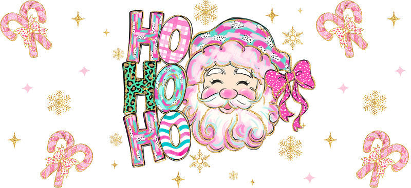 Santa holiday UV DTF cup wrap with Christmas artwork for 16oz glass can KA-11653