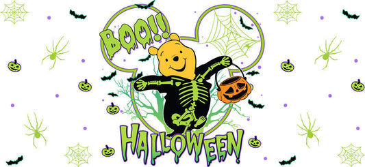 Spooky Halloween Skeleton UV DTF Cup Wrap for 16oz Glass Can KA-11658