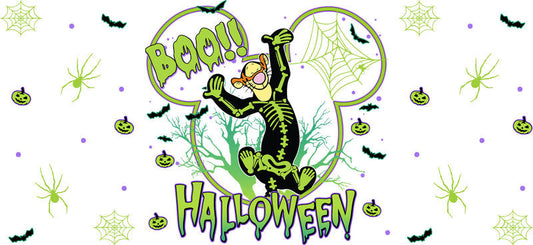 Cute Halloween Skeleton UV DTF Cup Wrap for 16oz Glass Can KA-11660