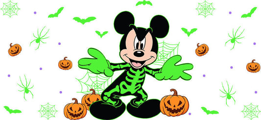Halloween Skeleton Party UV DTF Cup Wrap for 16oz Glass Can KA-11670