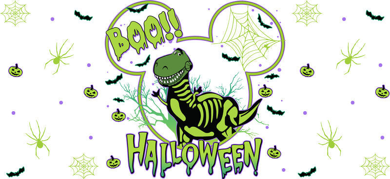 Halloween Skeleton Animal UV DTF Cup Wrap for 16oz Glass Can KA-11676