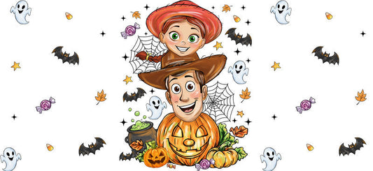 Cute Halloween Friends UV DTF Cup Wrap for 16oz Glass Can KA-11688