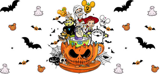 Halloween Pumpkin Party UV DTF Cup Wrap for 16oz Glass Can KA-11691