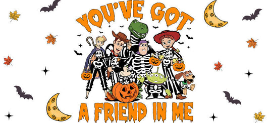 Halloween Friends Forever UV DTF Cup Wrap for 16oz Glass Can KA-11695