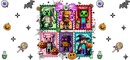 Halloween Character Collage Tumbler Decal UV DTF Cup Wrap for 16oz Libbey Glass KA-11850