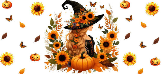 Halloween Witch Fall Princess Tumbler Decal UV DTF Cup Wrap for 16oz Libbey Glass KA-11859
