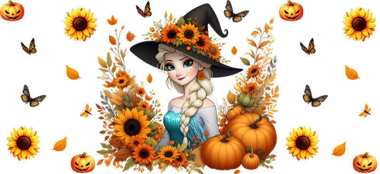 Halloween Witch Fall Princess Tumbler Decal UV DTF Cup Wrap for 16oz Libbey Glass KA-11864