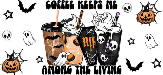 Halloween Coffee Keeps Me Spooky UV DTF Cup Wrap Tumbler Decal Design