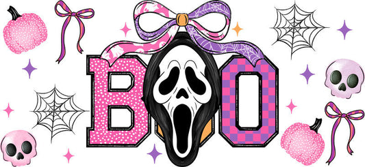 Pink Ghost Halloween Cute UV DTF Cup Wrap Tumbler Decal