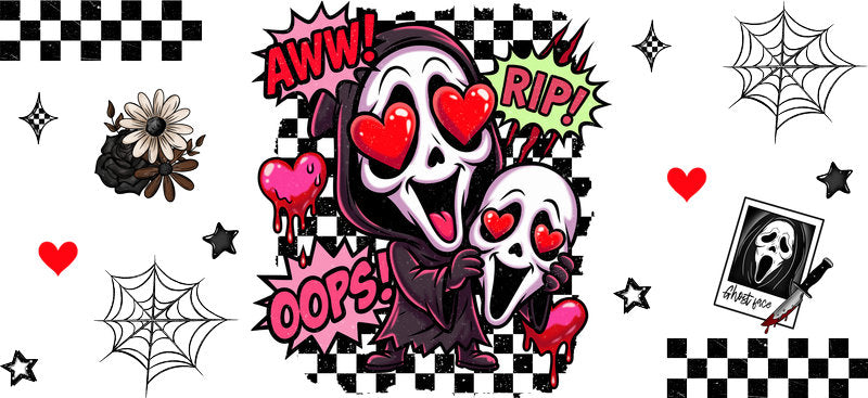 Cute Horror Halloween UV DTF Cup Wrap Design