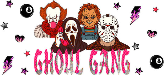 Halloween Ghoul Group UV DTF Cup Wrap Design