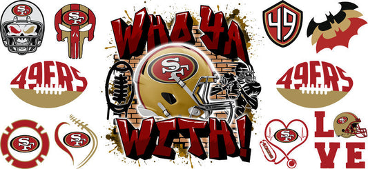 32 Team Football UV DTF Cup Wrap Tumbler Decal Glass Can Wrap for 16oz Libbey KA-12097