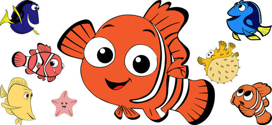 Ocean Fish Cartoon Movie UV DTF Cup Wrap for 16oz Libbey Glass KA-12327