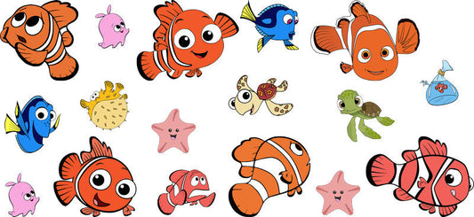 Ocean Fish Cartoon Movie UV DTF Cup Wrap for 16oz Libbey Glass KA-12328