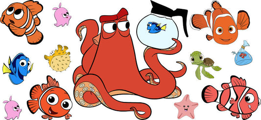 Ocean Fish Cartoon Movie UV DTF Cup Wrap for 16oz Libbey Glass KA-12329