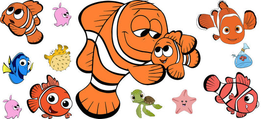 Ocean Fish Cartoon Movie UV DTF Cup Wrap for 16oz Libbey Glass KA-12330