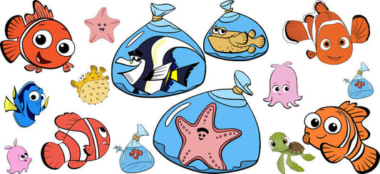 Ocean Fish Cartoon Movie UV DTF Cup Wrap for 16oz Libbey Glass KA-12334