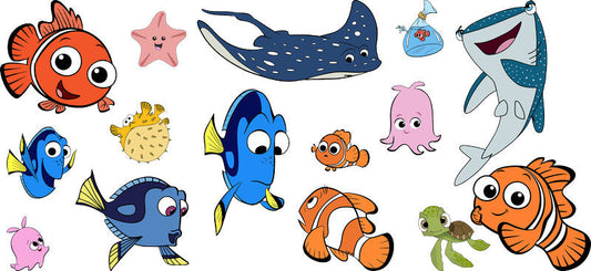 Ocean Fish Cartoon Movie UV DTF Cup Wrap for 16oz Libbey Glass KA-12335