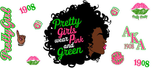Pretty girl natural hair UV DTF cup wrap for 16oz Libbey glass KA-12416