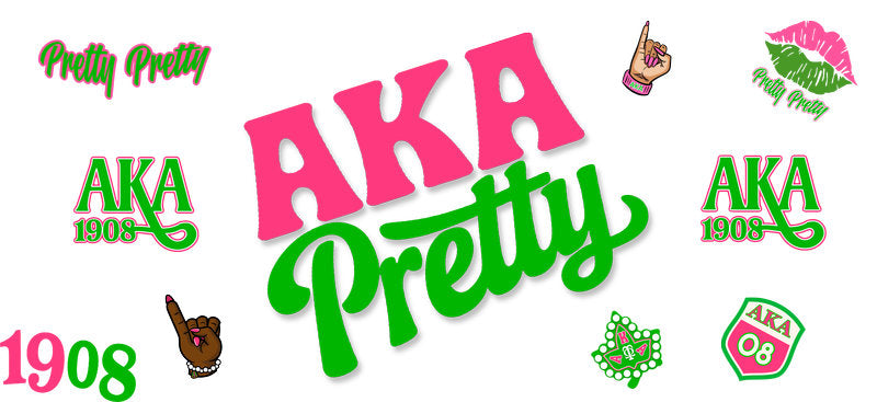 Pretty pink and green lettering UV DTF cup wrap for 16oz Libbey glass KA-12448
