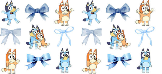 Blue Dog Family Cartoon Style UV DTF Cup Wrap for 16oz Libbey Glass KA-12543
