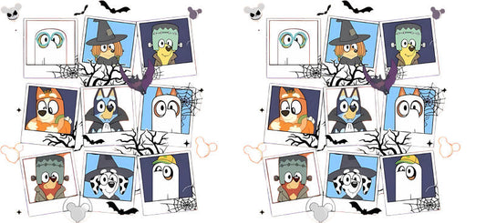 Blue Dog Family Cartoon Style UV DTF Cup Wrap for 16oz Libbey Glass KA-12544