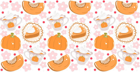 Halloween Pumpkin Dessert UV DTF Cup Wrap Transfer for 16oz Libbey Glass KA-12802