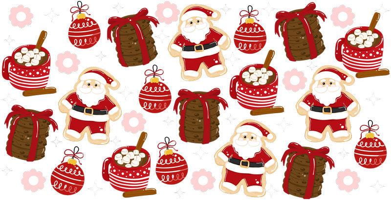 Christmas Santa UV DTF Cup Wrap Transfer for 16oz Libbey Glass KA-12810