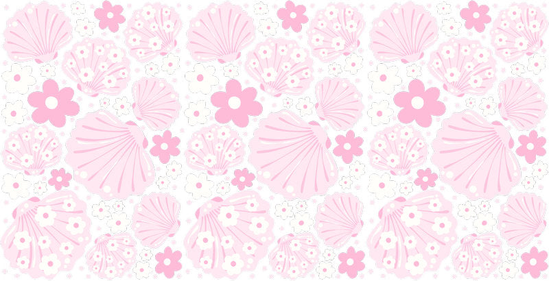 Pink Seashell UV DTF Cup Wrap Transfer for 16oz Libbey Glass KA-12816