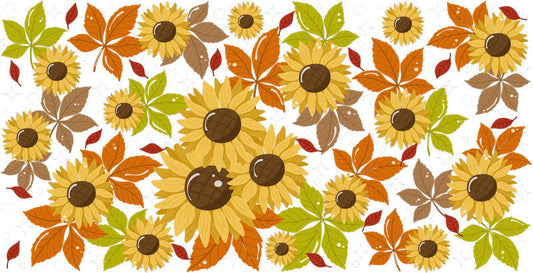 Sunflower Floral UV DTF Cup Wrap Transfer for 16oz Libbey Glass KA-12856