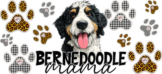 Bernedoodle Mama UV DTF Cup Wrap Transfer for 16oz Libbey Glass Can, Dog Lover Gift