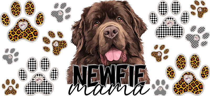 Newfoundland Mama UV DTF Cup Wrap Transfer for 16oz Libbey Glass Can, Dog Lover Gift